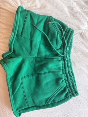 Green Fleece Drawstring Lounge Shorts